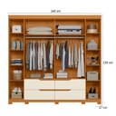Ver imagem 2 de Guarda Roupa Casal Doble com Espelho 06 Portas e Cômoda New Master 02 Portas e 05 Gavetas Cinamomo