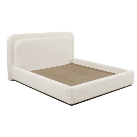 Cama Japonesa King com Cabeceira Arredondada Lumie Bouclé Gelo - Nexta Casa