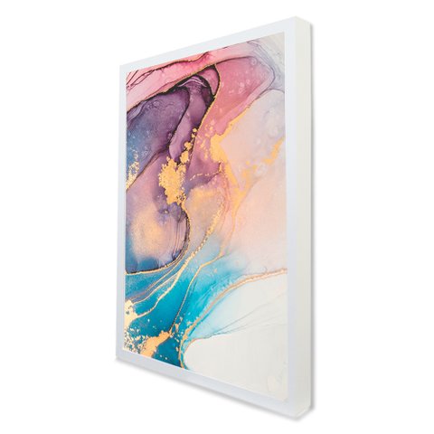 Quadro Decorativo Caixa Abstrato Aquarela Moderno Tacolado Moldura Caixa 3cm Branca sem Vidro 20 X 3