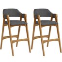 Ver imagem 1 de Kit 02 Banquetas Altas para Cozinha Sala de Jantar Bar Suran L02 Linho Cinza Escuro - Lyam Decor