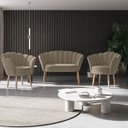 Ver imagem 1 de Kit 02 Poltronas Decorativas e Namoradeira Sofá Pétala Luxo Veludo Capuccino Pés Palito - Visan Esto