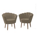 Ver imagem 2 de Kit 02 Poltronas Decorativas e Namoradeira Sofá Pétala Luxo Veludo Capuccino Pés Palito - Visan Esto