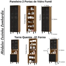 Cozinha Modulada Completa de Canto Lombardia Freijó Nero - Alj Móveis - 8
