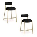 Ver imagem 2 de Banqueta Cozinha Alta com Encosto Industrial Champanhe Kit 2 Londres Pu D03 - D'Rossi