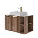Ver imagem 2 de Gabinete para Banheiro 80cm com 2 Portas 2 Nichos e Cuba de Sobrepor Noruega Marrom/Freijó