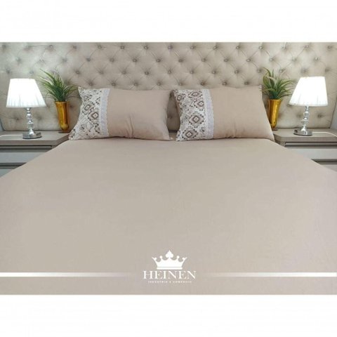 Jogo de Cama Casal 3 Pçs em Malha 100% Algodão Bege