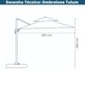 Ombrelone Lateral com Base 150 Lt Hdpe Tulum Rivatti 300 Cm (larg) Alumínio Capa Poliéster Fendi - 5