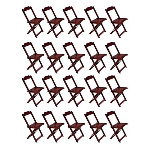 Kit 20 Cadeiras de Madeira Dobravel Imbuia - Marrom