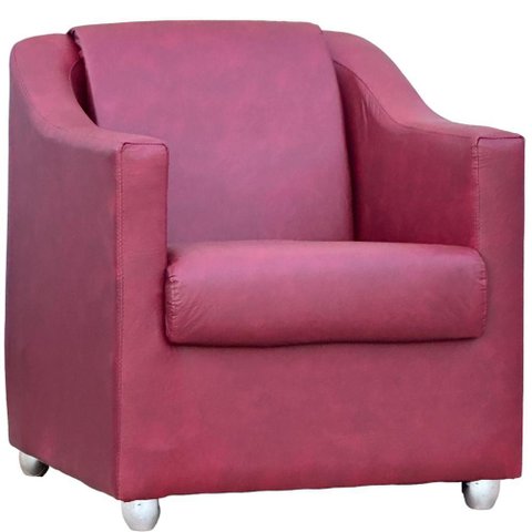 Poltrona Decorativa para Sala Mila Corino Cores Pé de Plástico Cromado - Bordô, Corino