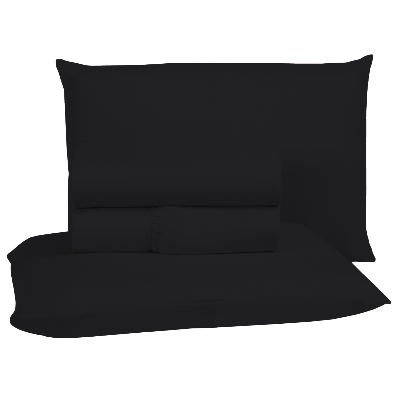 Jogo de Cama Lençol King Size 400 Fios Poliéster 4 Peças Conjunto com Elástico e Fronhas:preto