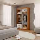 Ver imagem 2 de Guarda-Roupa Infantil Lisboa 4 Portas 2 Gavetas com Espelho Cinamomo/Branco - Panorama Móveis