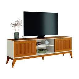 Rack Bancada para Tv até 65 Polegadas 1,80m Ripado Impressão 3d 2 Portas Cedro / Off White King - 1