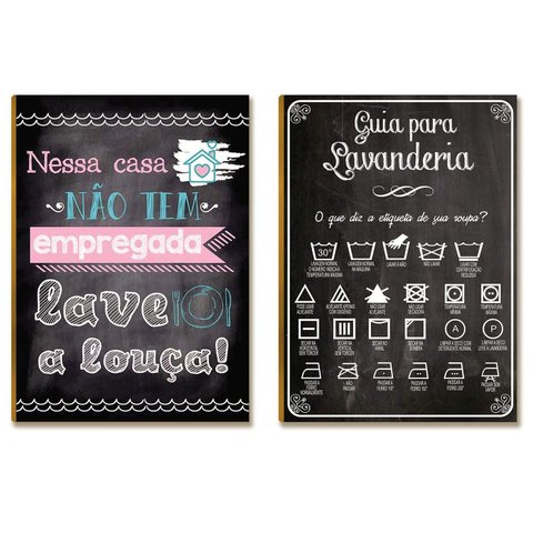 Kit 2 Placas MDF Regras da Casa Lavanderia Decorativa DC25