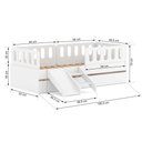 Ver imagem 3 de Bicama Solteiro Mdf Branco com Escadinha/escorrega 03 Grades e Cabeceira Anatômica Mobilistore