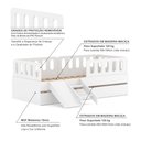 Ver imagem 5 de Bicama Solteiro Mdf Branco com Escadinha/escorrega 03 Grades e Cabeceira Anatômica Mobilistore
