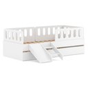 Ver imagem 4 de Bicama Solteiro Mdf Branco com Escadinha/escorrega 03 Grades e Cabeceira Anatômica Mobilistore