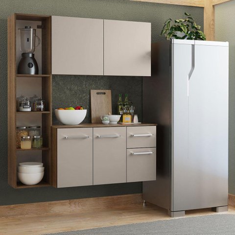 Armário de Cozinha Compacta 120cm Rustic/crema Easy Madesa