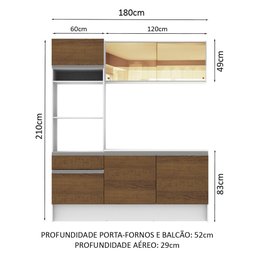 Armário de Cozinha Compacta 180cm Branco/Rustic Diamante Madesa 86 - 11 Armário de Cozinha Compacta 180cm Branco/Rustic Diamante Madesa 86 - 11