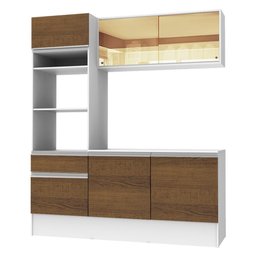 Armário de Cozinha Compacta 180cm Branco/Rustic Diamante Madesa 86 - 4 Armário de Cozinha Compacta 180cm Branco/Rustic Diamante Madesa 86 - 4