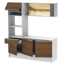 Armário de Cozinha Compacta 180cm Branco/Rustic Diamante Madesa 86 - 5 Armário de Cozinha Compacta 180cm Branco/Rustic Diamante Madesa 86 - 5