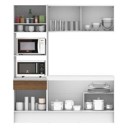 Armário de Cozinha Compacta 180cm Branco/Rustic Diamante Madesa 86 - 9 Armário de Cozinha Compacta 180cm Branco/Rustic Diamante Madesa 86 - 9