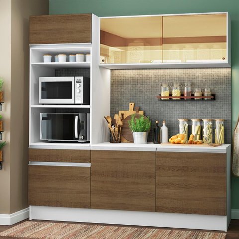 Armário de Cozinha Compacta 180cm Branco/Rustic Diamante Madesa 86