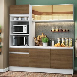 Armário de Cozinha Compacta 180cm Branco/Rustic Diamante Madesa 86 - 2 Armário de Cozinha Compacta 180cm Branco/Rustic Diamante Madesa 86 - 2