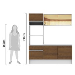 Armário de Cozinha Compacta 180cm Branco/Rustic Diamante Madesa 86 - 12 Armário de Cozinha Compacta 180cm Branco/Rustic Diamante Madesa 86 - 12