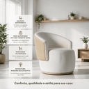 Ver imagem 4 de Poltrona Giratória Redonda Confortável Capri Compose Bouclé Corino Luxuosa p/ Sala Recepção Hall:Beg