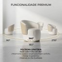 Ver imagem 3 de Poltrona Giratória Redonda Confortável Capri Compose Bouclé Corino Luxuosa p/ Sala Recepção Hall:Beg
