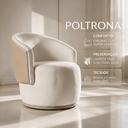 Ver imagem 2 de Poltrona Giratória Redonda Confortável Capri Compose Bouclé Corino Luxuosa p/ Sala Recepção Hall:Beg