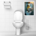 Ver imagem 2 de Quadro Divertido Banheiro Periquito Lendo Jornal 45x34cm - com Vidro:moldura Preta