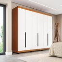 Ver imagem 1 de Roupeiro Casal Madri 6 Portas 4 Gavetas 242x214cm Branco/Freijó 250702