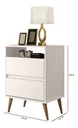 Ver imagem 2 de Mesa de Cabeceira Estilo Retrô Pés Palito 2 Gavetas Texas - Off White - Comprar Moveis em Casa