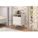 Ver imagem 3 de Mesa de Cabeceira Estilo Retrô Pés Palito 2 Gavetas Texas - Off White - Comprar Moveis em Casa