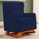 Ver imagem 1 de Poltrona Decorativa Sala de Estar Zoe com Base Balanço Suede Azul Marinho - Abmaza