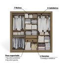 Ver imagem 3 de Guarda Roupa com 3 Portas de Correr e 2 Gavetas - Nogueira/Fendi