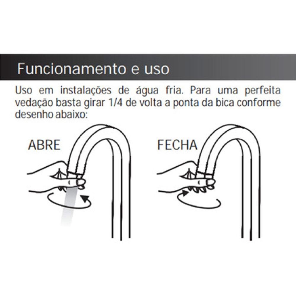 Torneira Pratica Clean Lavatório Alta Metal Luxo 1/4V - 6