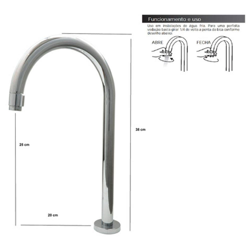 Torneira Pratica Clean Lavatório Alta Metal Luxo 1/4V - 5