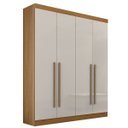 Ver imagem 1 de Guarda Roupa Solteiro 4 Portas 3 Gavetas - Da Vinci Plus-Cinamomo/Off White - Móveis D'Doro