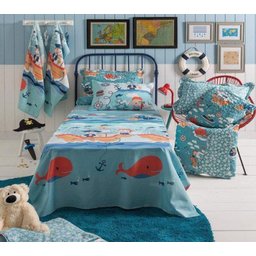 Jogo de Cama Infantil 100% Algodão 3 Peças Piratas Santista - 1