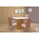 Ver imagem 1 de Conjunto: Mesa Sala Jantar Dora Tampo Madeirado 90x90cm e 4 Cadeiras Anne Nature/courano/linho -