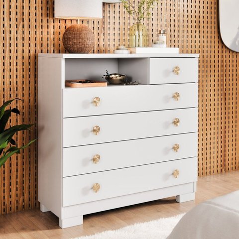 Cômoda 5 Gavetas Select para Quarto de Adulto com Corrediças Telescópicas Organização de Roupa