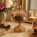 Ver imagem 3 de Potiche Decorativo Cristal de Chumbo com Pé Louise Ambar 15,5X23cm | Wolff
