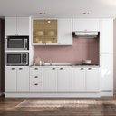Ver imagem 1 de Cozinha Completa 6 Peças Milla Look 100% Mdf Armário Vidro Reflecta e Balcão Pia e Cooktop Branco Ca