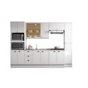 Ver imagem 2 de Cozinha Completa 6 Peças Milla Look 100% Mdf Armário Vidro Reflecta e Balcão Pia e Cooktop Branco Ca