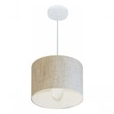Ver imagem 3 de Lustre Pendente Cilíndrico Md-4113 Cúpula em Tecido 30x25cm Rustico Bege - Bivolt