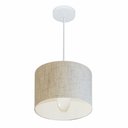 Ver imagem 1 de Lustre Pendente Cilíndrico Md-4113 Cúpula em Tecido 30x25cm Rustico Bege - Bivolt