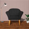Poltrona Decorativa Amélia Pés Palito Suede Preto - DS Estofados - 2
