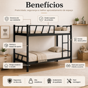 Ver imagem 3 de Beliche Solteiro Metálica Preta Reforçada com Escada e Proteção Lateral para Dormitório